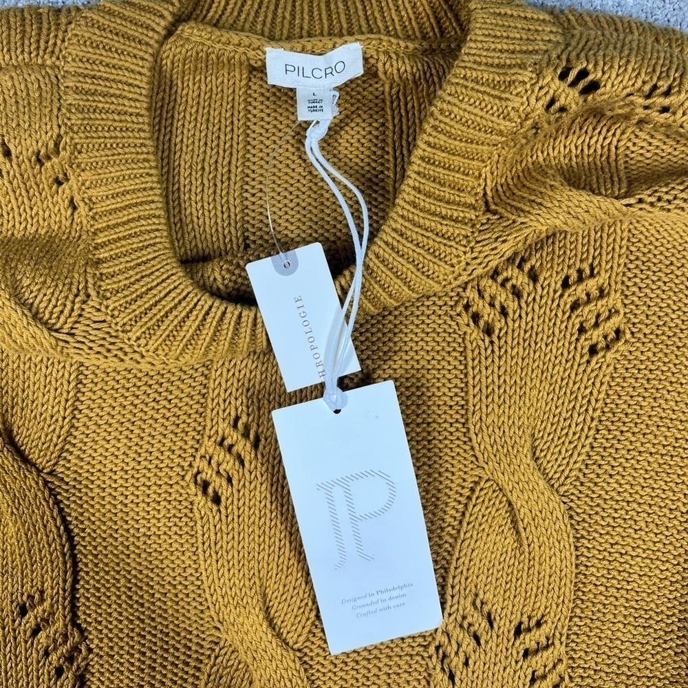 Anthropologie Pilcro Cable Twofer Layer Sweater Boho NWT Size L - Picture 2 of 6